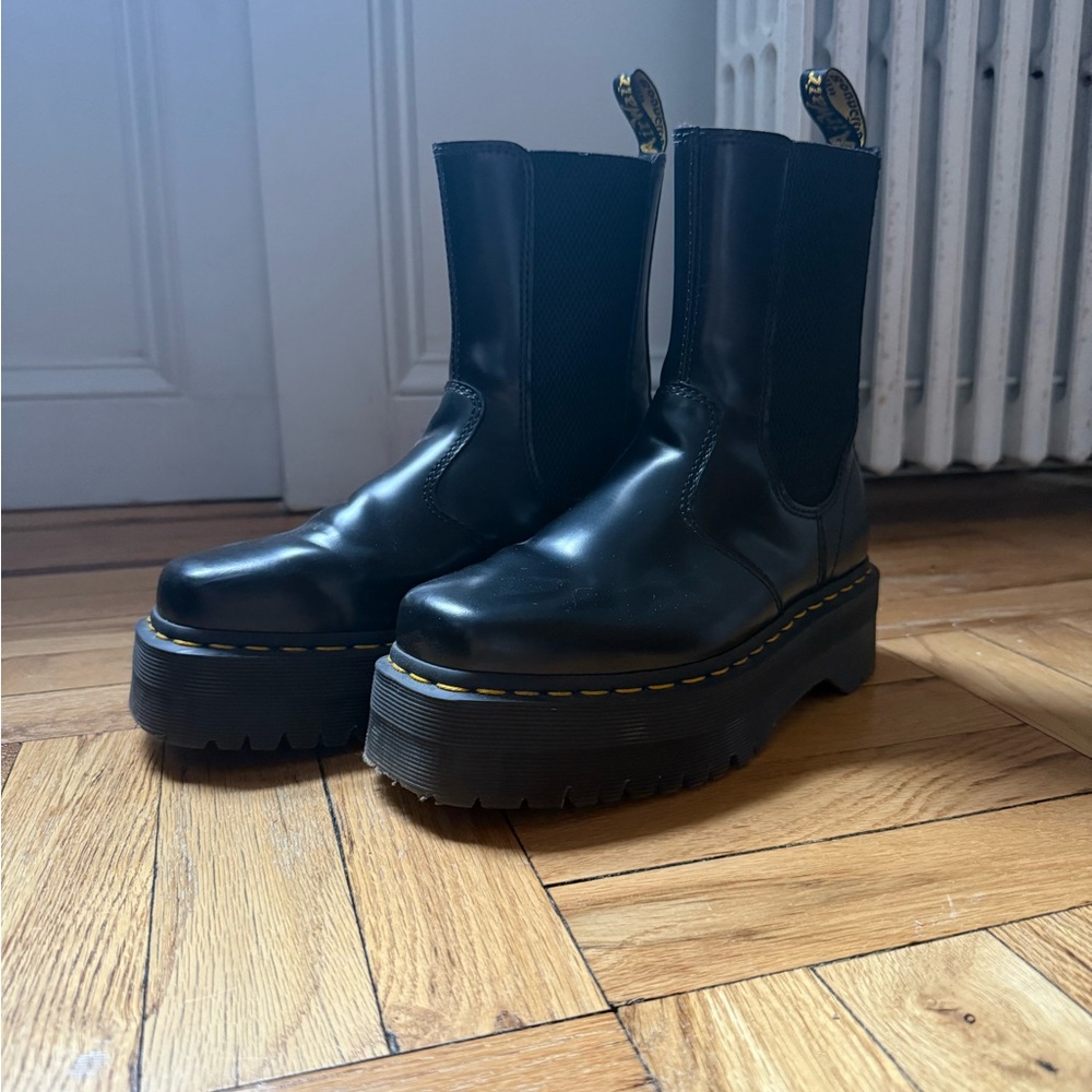 Platform Black Doc Martens with Square Toe